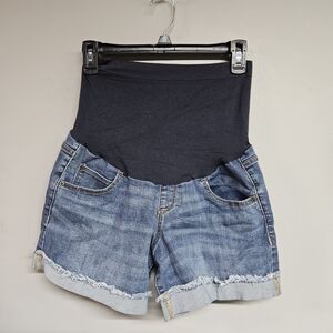 a:glow Women's Maternity Size 6 Jean Shorts Elastic Waist